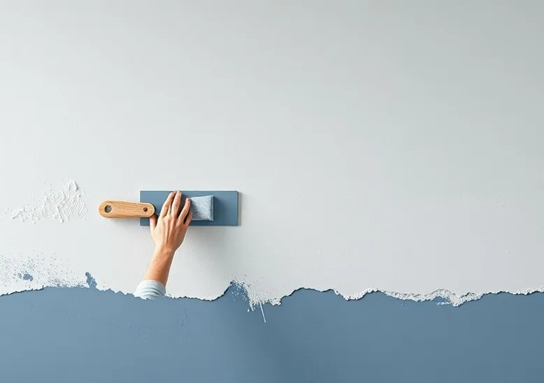Application d'un enduit décoratif à la lisseuse sur un mur